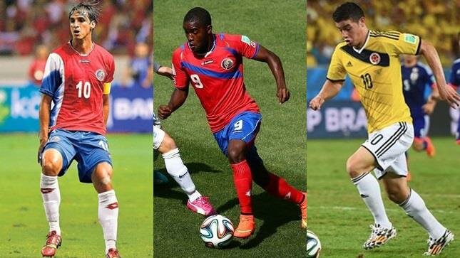 Bryan Ruiz, Joel Campbell and James Rodriguez, from left to right | Facebook